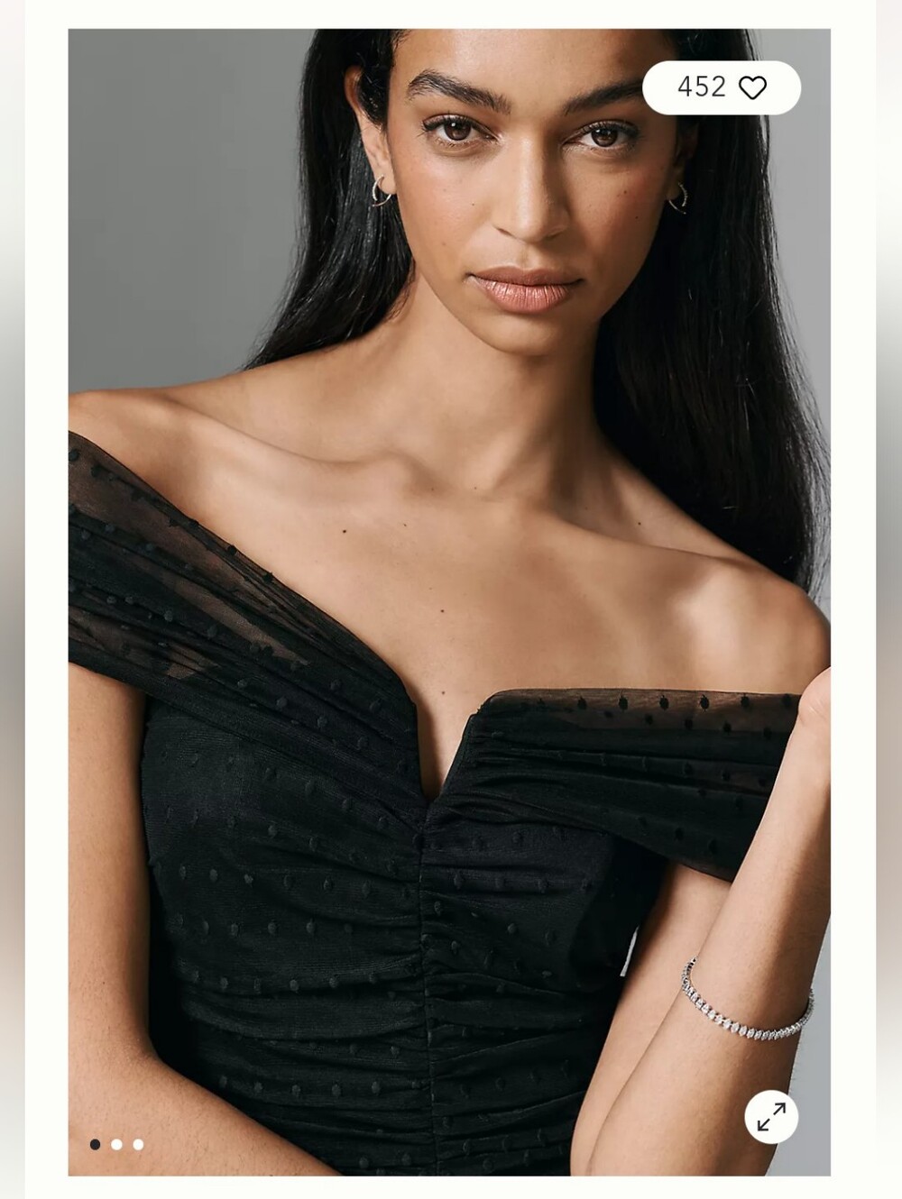 Maeve One-Shoulder Black Mesh Dot Top